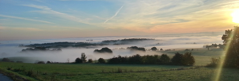 Blick auf Kunnerwitz im Nebel